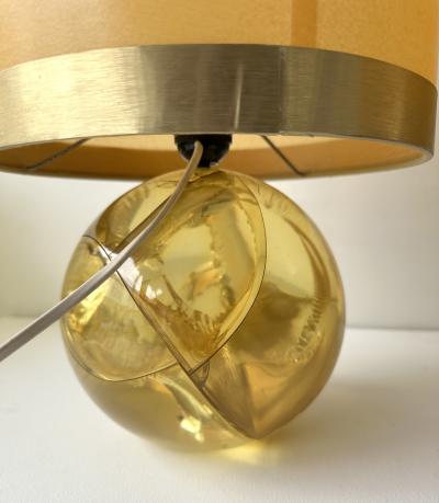 Fran ois Godebski Pair of Lamps Yellow Fractal Resin by Fran ois Godebski France 1970s