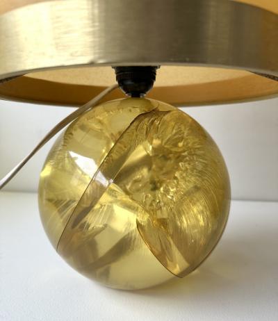 Fran ois Godebski Pair of Lamps Yellow Fractal Resin by Fran ois Godebski France 1970s