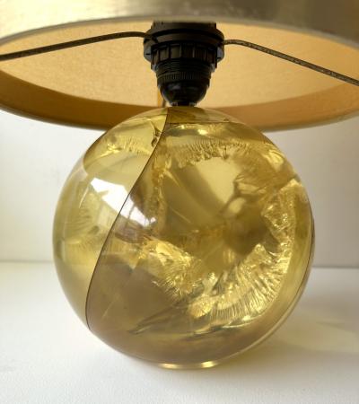 Fran ois Godebski Pair of Lamps Yellow Fractal Resin by Fran ois Godebski France 1970s