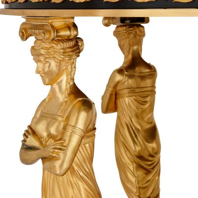 Fran ois Honor Georges Jacob Desmalter A gilt bronze and malachite Empire style Aux Caryatides centre table
