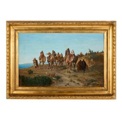 Fran ois Lauret Orientalist Oil Painting of an Algerian Caravan by Fran ois Lauret