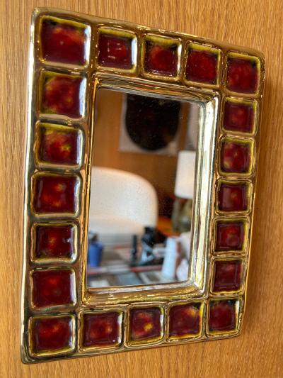 Fran ois Lembo Ceramic mirror by Fran ois Lembo France 1960s