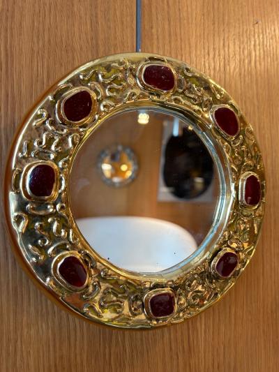 Fran ois Lembo Ceramic mirror by Fran ois Lembo France 1960s