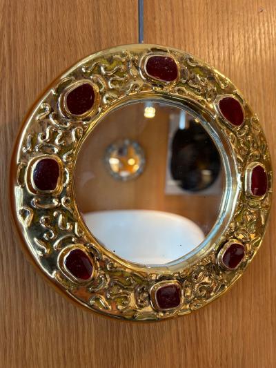 Fran ois Lembo Ceramic mirror by Fran ois Lembo France 1960s