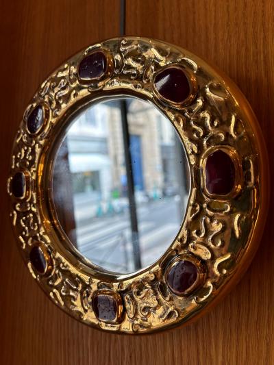 Fran ois Lembo Ceramic mirror by Fran ois Lembo France 1960s