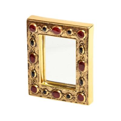 Fran ois Lembo Fran ois Lembo Mirror Ceramic Gold Red Black Jeweled Signed