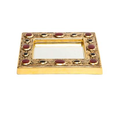 Fran ois Lembo Fran ois Lembo Mirror Ceramic Gold Red Black Jeweled Signed