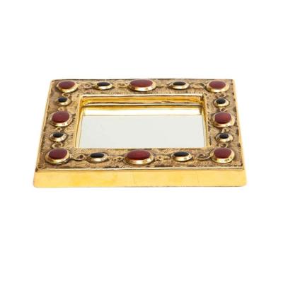 Fran ois Lembo Fran ois Lembo Mirror Ceramic Gold Red Black Jeweled Signed