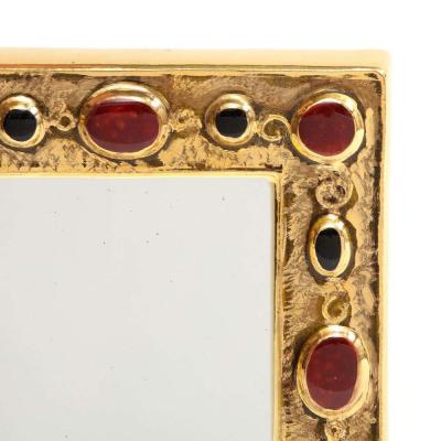 Fran ois Lembo Fran ois Lembo Mirror Ceramic Gold Red Black Jeweled Signed