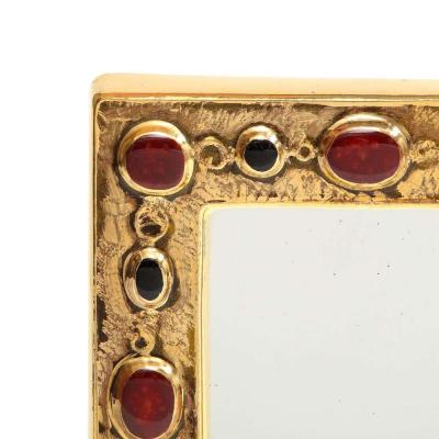 Fran ois Lembo Fran ois Lembo Mirror Ceramic Gold Red Black Jeweled Signed