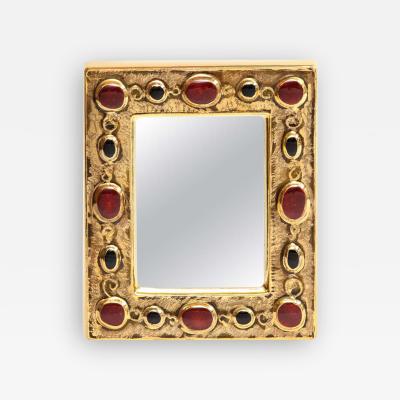 Fran ois Lembo Fran ois Lembo Mirror Ceramic Gold Red Black Jeweled Signed