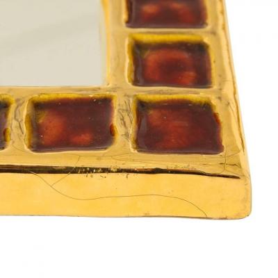 Fran ois Lembo Francois Lembo Mirror Ceramic Gold and Red Signed