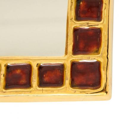 Fran ois Lembo Francois Lembo Mirror Ceramic Gold and Red Signed