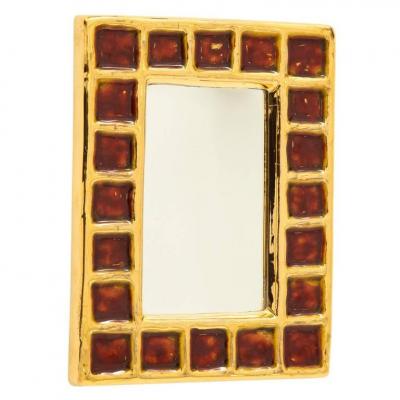 Fran ois Lembo Francois Lembo Mirror Ceramic Gold and Red Signed