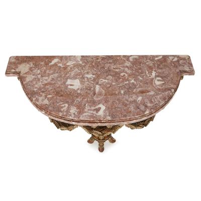 Fran ois Linke Antique carved giltwood and pink marble console table by Linke