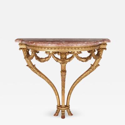 Fran ois Linke Antique carved giltwood and pink marble console table by Linke
