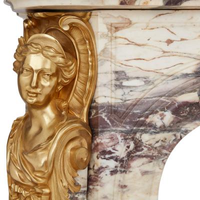 Fran ois Linke Large Fleur de P che marble and ormolu antique fireplace