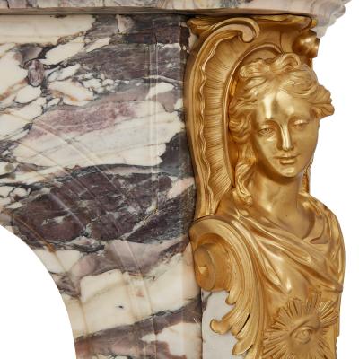 Fran ois Linke Large Fleur de P che marble and ormolu antique fireplace