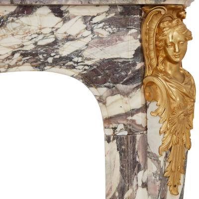 Fran ois Linke Large Fleur de P che marble and ormolu antique fireplace