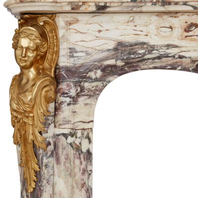 Fran ois Linke Large Fleur de P che marble and ormolu antique fireplace