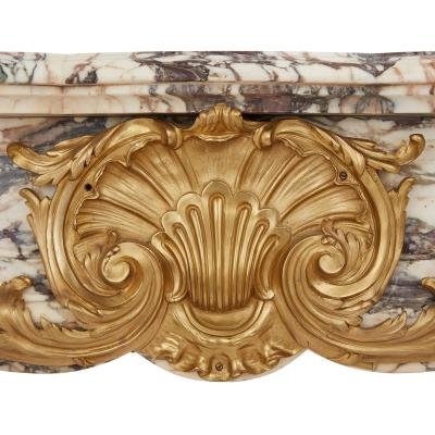 Fran ois Linke Large Fleur de P che marble and ormolu antique fireplace