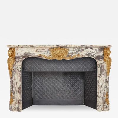 Fran ois Linke Large Fleur de P che marble and ormolu antique fireplace