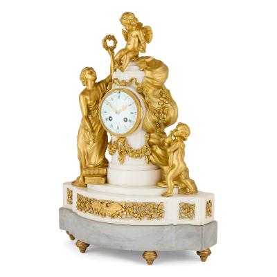 Fran ois Linke Late 19th century ormolu and white marble mantel clock by Linke