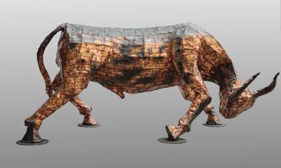 Fran ois Melin Charging bull sculpture by Fran ois Melin France 1970