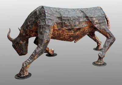 Fran ois Melin Charging bull sculpture by Fran ois Melin France 1970