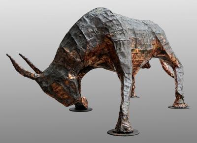 Fran ois Melin Charging bull sculpture by Fran ois Melin France 1970