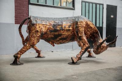 Fran ois Melin Charging bull sculpture by Fran ois Melin France 1970
