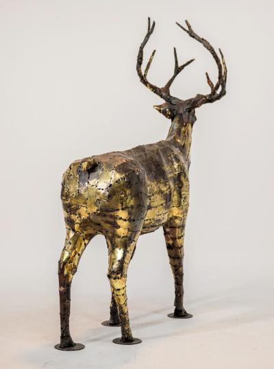 Fran ois Melin Deer sculpture in oxydised brass by Fran ois Melin 1970