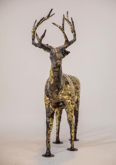 Fran ois Melin Deer sculpture in oxydised brass by Fran ois Melin 1970