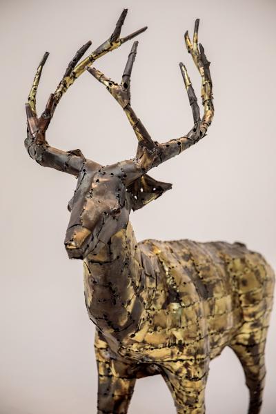 Fran ois Melin Deer sculpture in oxydised brass by Fran ois Melin 1970