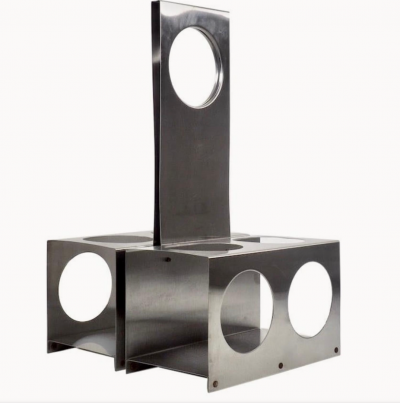 Fran ois Monnet Francois Monnet Brushed Steel Wine Bottle Holder for Kappa Paris 1970s
