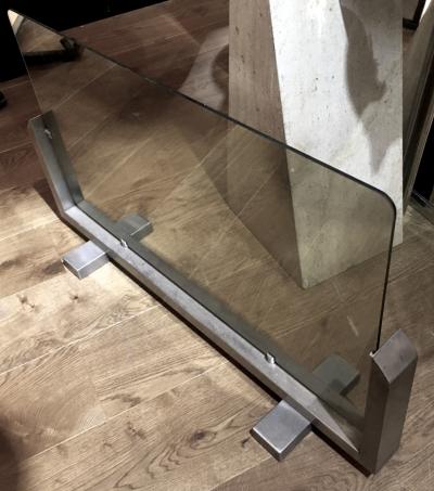 Fran ois Monnet Francois Monnet Brushed Steel and Glass 70s Fire Screen