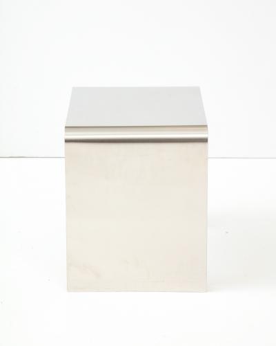 Fran ois Monnet Rare set of three nesting tables rendered in bent brushed stainless steel 