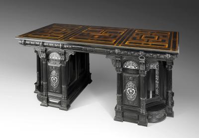Fran ois Pierre LEGLAS MAURICE Double sided Renaissance style writing desk by Leglas Maurice France 1878