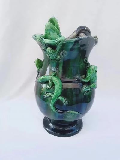 Fran ois Pierre LEGLAS MAURICE Palissy Majolica French high quality jar