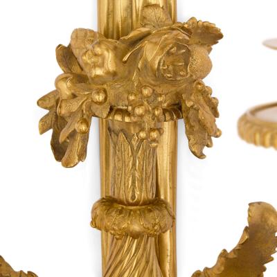 Fran ois R mond Pair of large antique gilt bronze wall lights after Fran ois R mond