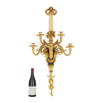 Fran ois R mond Pair of large antique gilt bronze wall lights after Fran ois R mond