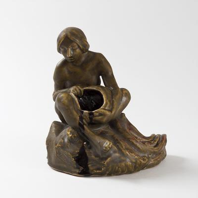 Fran ois Rupert Carabin Femme au Pieuvre French Art Nouveau Glazed Ceramic Inkwell by Rupert Carabin