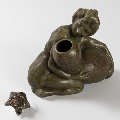 Fran ois Rupert Carabin French Art Nouveau Ceramic Inkwell by Carabin
