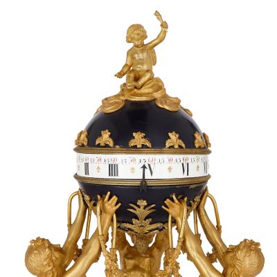 Fran ois Vion Antique French gilt bronze marble and tole revolving dial clock