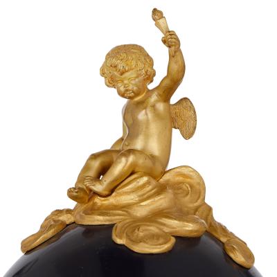 Fran ois Vion Antique French gilt bronze marble and tole revolving dial clock