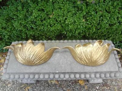 Frances Elkins Pair of French Art Deco Gilt Plaster Sconces