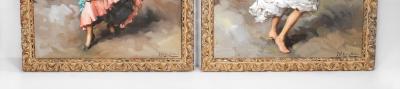 Francesco Clemente Framed Pair of Francisco Rodriguez san Clemente Oil Paintings