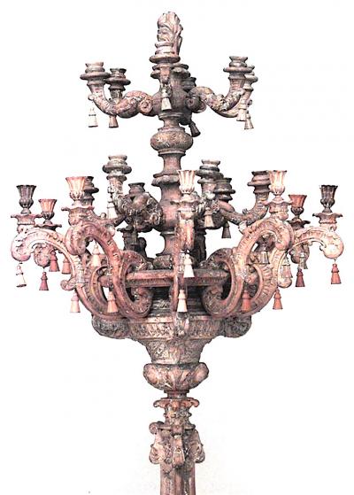 Francesco Piranesi Pair of Italian Baroque Carved Wood Floor Torchieres