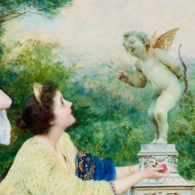 Francesco Vinea An Offering to Eros a Neoclassical Oil by Francesco Vinea
