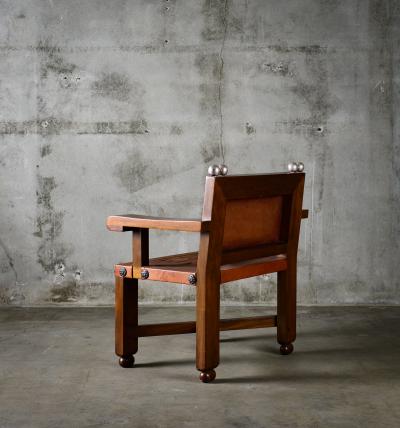 Francis Artigas Francisco Artigas Attribution Mahogany Armchair with Silver Leafed Finials